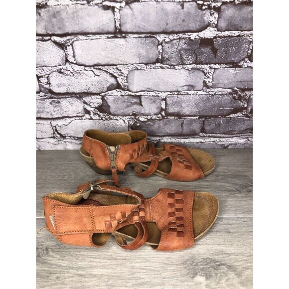 Miz Mooz Orange Leather Side Zipper Strap Heeled Sandals Women Sz 41EU/10.5M US - Picture 3 of 16